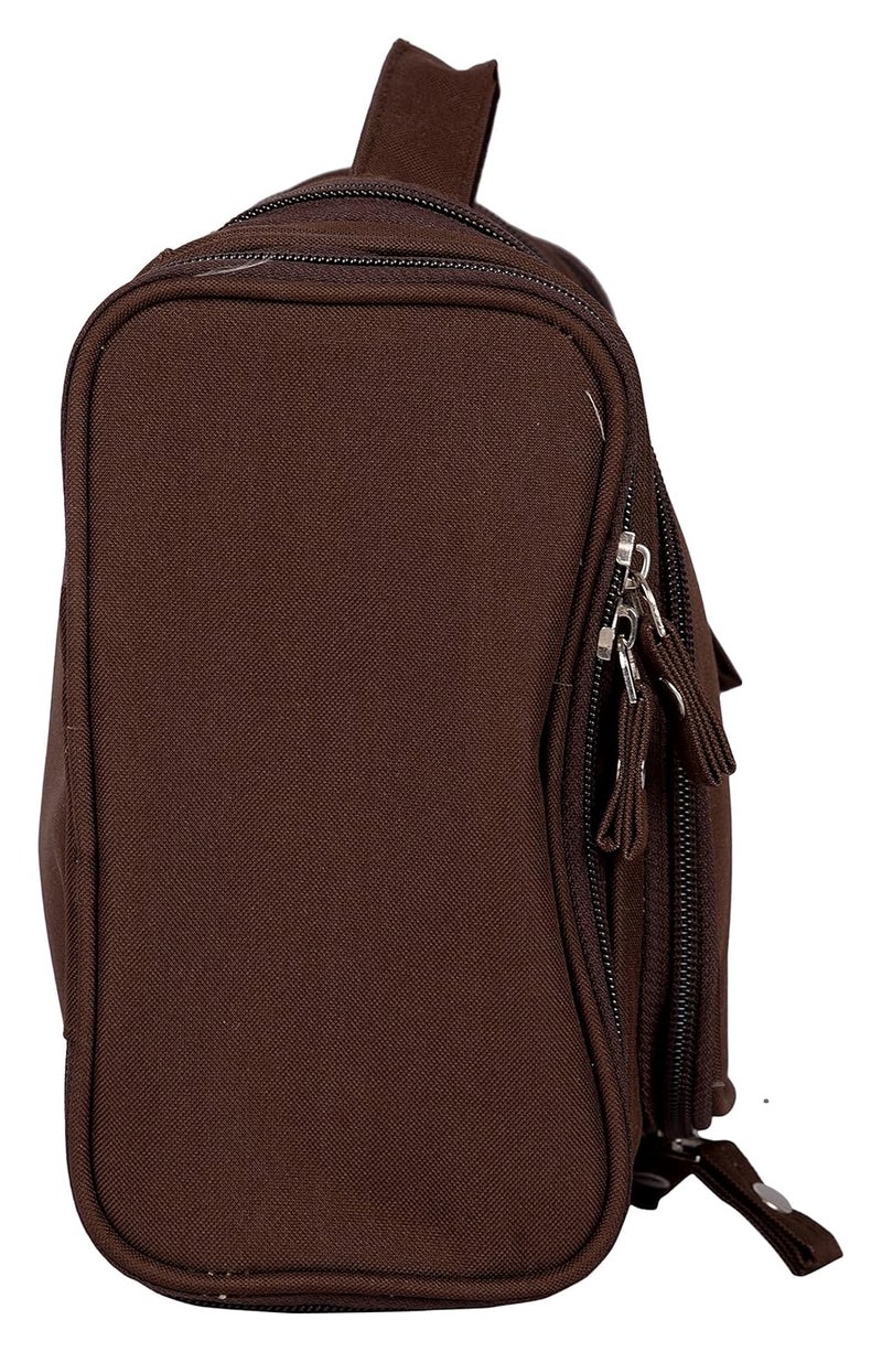 Iktu Multifunction Unisex Zipper Toiletry Bag Travel Organizer Hanger Storage Waterproof Makeup Pouch Cosmetic Case Dark Brown - Image 3
