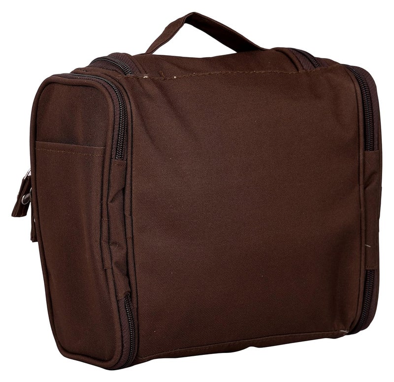 Iktu Multifunction Unisex Zipper Toiletry Bag Travel Organizer Hanger Storage Waterproof Makeup Pouch Cosmetic Case Dark Brown - Image 2