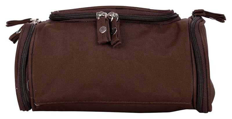 Iktu Multifunction Unisex Zipper Toiletry Bag Travel Organizer Hanger Storage Waterproof Makeup Pouch Cosmetic Case Dark Brown - Image 4