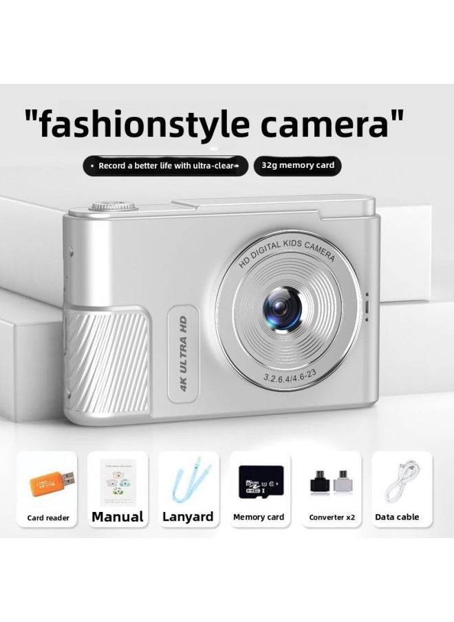 Generic 2024 Digital Camera Video Selfie HD Pixel Entry-level Student Campus Photography Travel Photography-Body Color:9600w Dual Camera + Interstellar Silver - Recordable - Package Three  - Image 1