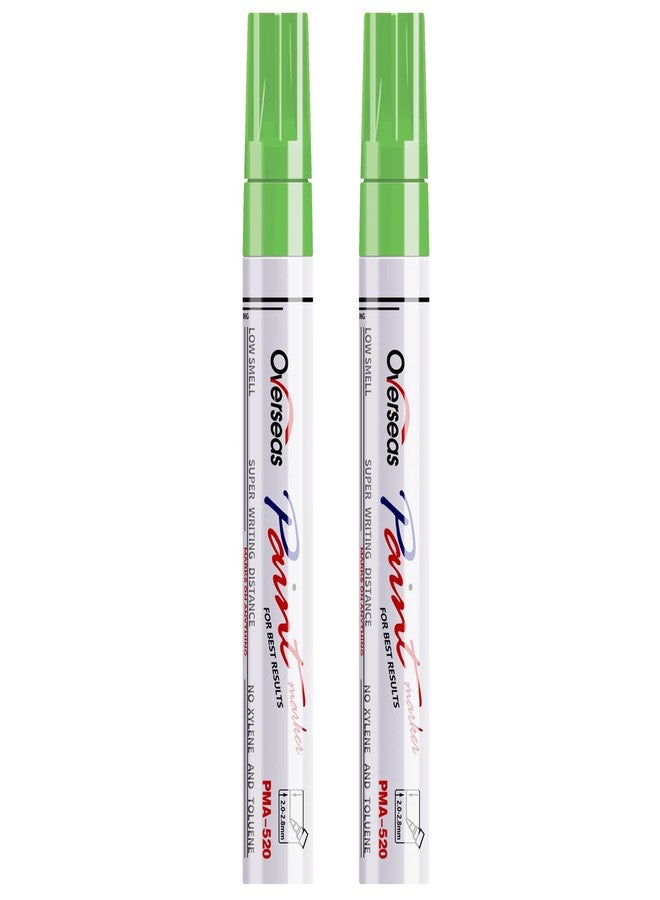Overseas Permanent Paint Pens Light Green Markers - 2 Pack Oil Based Paint Markers, Medium Tip, Quick Drying and Waterproof Marker Pen for Metal, Rock Painting, Wood, Plastic, Canvas, Glass, Mugs - Image 1