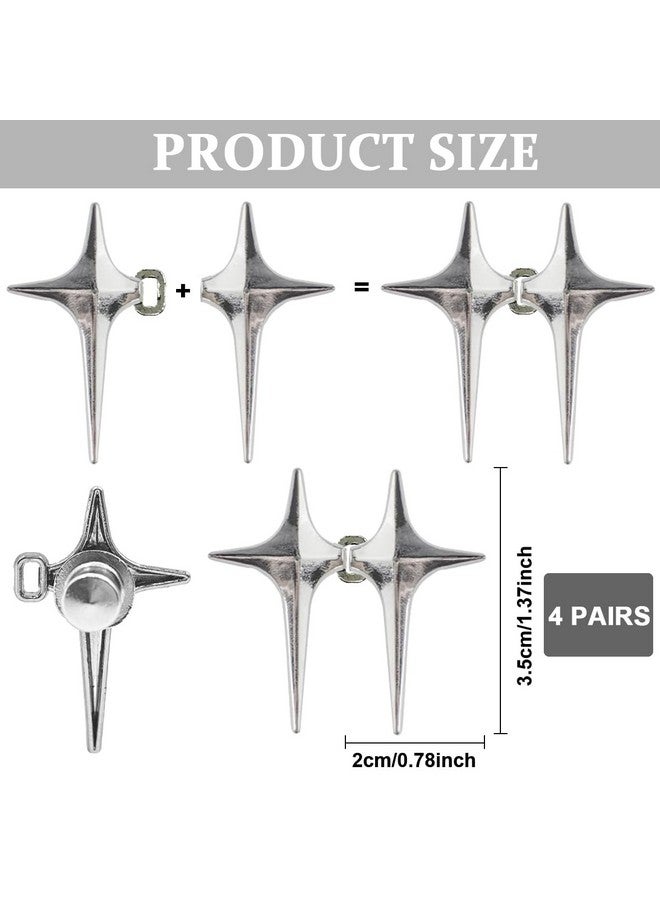 PALAY® 4 Pairs Adjustable Waist Buckle Loose Jeans Button, Star-shaped Instant Jeans Tightening Clips, Detachable Waist Button Pins for Pants, Skirt - Image 2