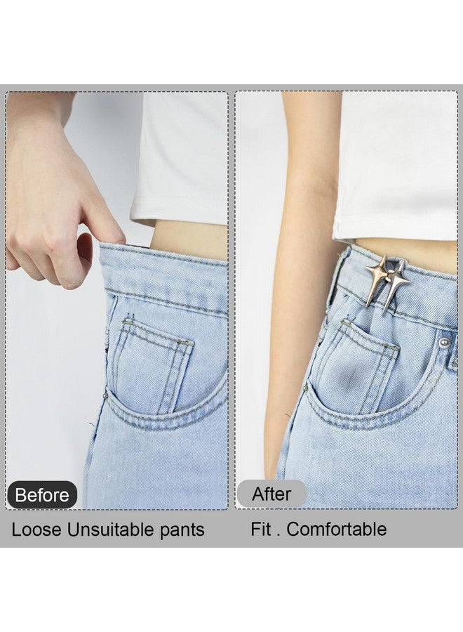 PALAY® 4 Pairs Adjustable Waist Buckle Loose Jeans Button, Star-shaped Instant Jeans Tightening Clips, Detachable Waist Button Pins for Pants, Skirt - Image 5