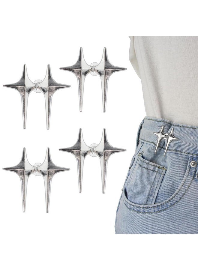 PALAY® 4 Pairs Adjustable Waist Buckle Loose Jeans Button, Star-shaped Instant Jeans Tightening Clips, Detachable Waist Button Pins for Pants, Skirt - Image 1