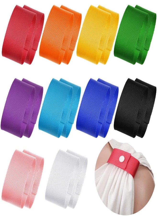 Dingion 10 Pairs Sports T Shirt Sleeve Clips Solid Color Sleeve Holders Gymnastics Softball Sleeve Ties Soccer Sleeve Straps for Shirts, 10 Colors - Image 1