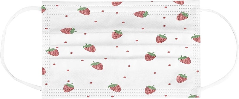 woobles 50PCS Strawberry Printed Disposable Face Masks for Women with Design Cute Paper Face Masks Full Face Protection(A 50PCS) A 50pcs - Image 3