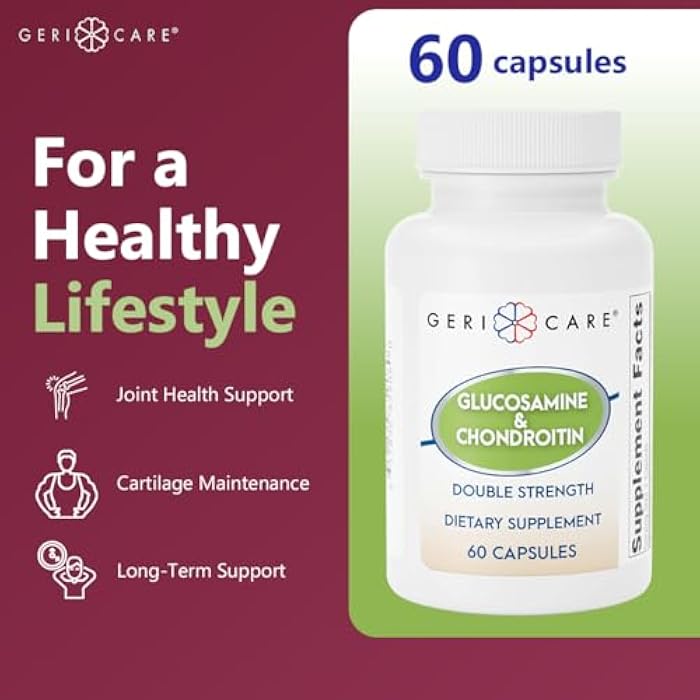Gericare Glucosamine HCl 500 mg, Chondroitin Sulfate 400 mg with Sodium 35 mg Supplement Capsules - Supports Joint Mobility, Promotes Cartilage Health and Flexibility, 60 Count (Pack of 1) - Image 2