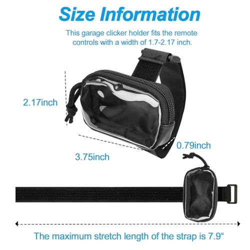 Homakover Garage Door Opener Holder for Visor, Carrying Case for Universal Garage/Gate Door Opener Remote, Adjustable Visor Bag Gate Clicker Holder - Image 2