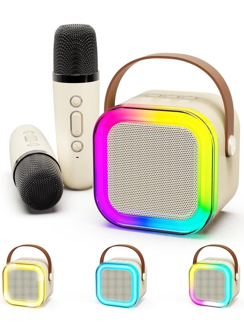 Mini Karaoke Machine with 2 Wireless Microphones – Portable Bluetooth Speaker for Kids and Adults - Image 1