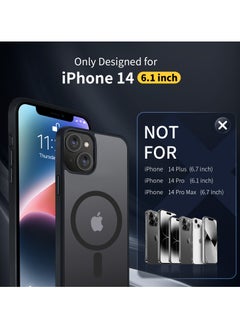 INFOSUN iPhone 14 Case Cover Compatible with MagSafe Magnetic Designed Shockproof Case Translucent Matte Protective Cover Back Hard Cases with Magnet for iPhone 14 Case Black  - Image 2