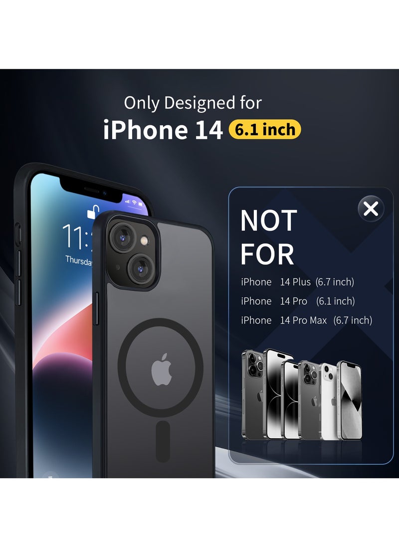 INFOSUN - iPhone 14 Case Cover Compatible with MagSafe Magnetic Designed Shockproof Case Translucent Matte Protective Cover Back Hard Cases with Magnet for iPhone 14 Case Black - Image 1