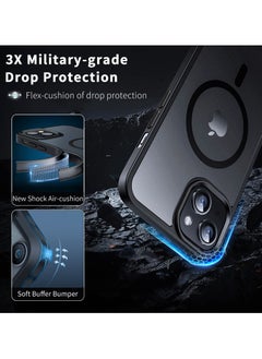 INFOSUN iPhone 14 Case Cover Compatible with MagSafe Magnetic Designed Shockproof Case Translucent Matte Protective Cover Back Hard Cases with Magnet for iPhone 14 Case Black  - Image 3