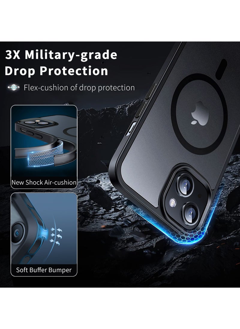 INFOSUN - iPhone 14 Case Cover Compatible with MagSafe Magnetic Designed Shockproof Case Translucent Matte Protective Cover Back Hard Cases with Magnet for iPhone 14 Case Black - Image 1