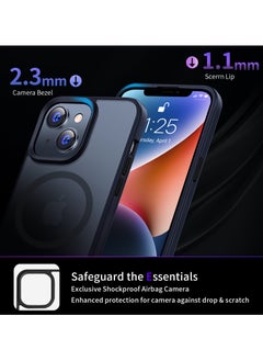 INFOSUN iPhone 14 Case Cover Compatible with MagSafe Magnetic Designed Shockproof Case Translucent Matte Protective Cover Back Hard Cases with Magnet for iPhone 14 Case Black  - Image 5