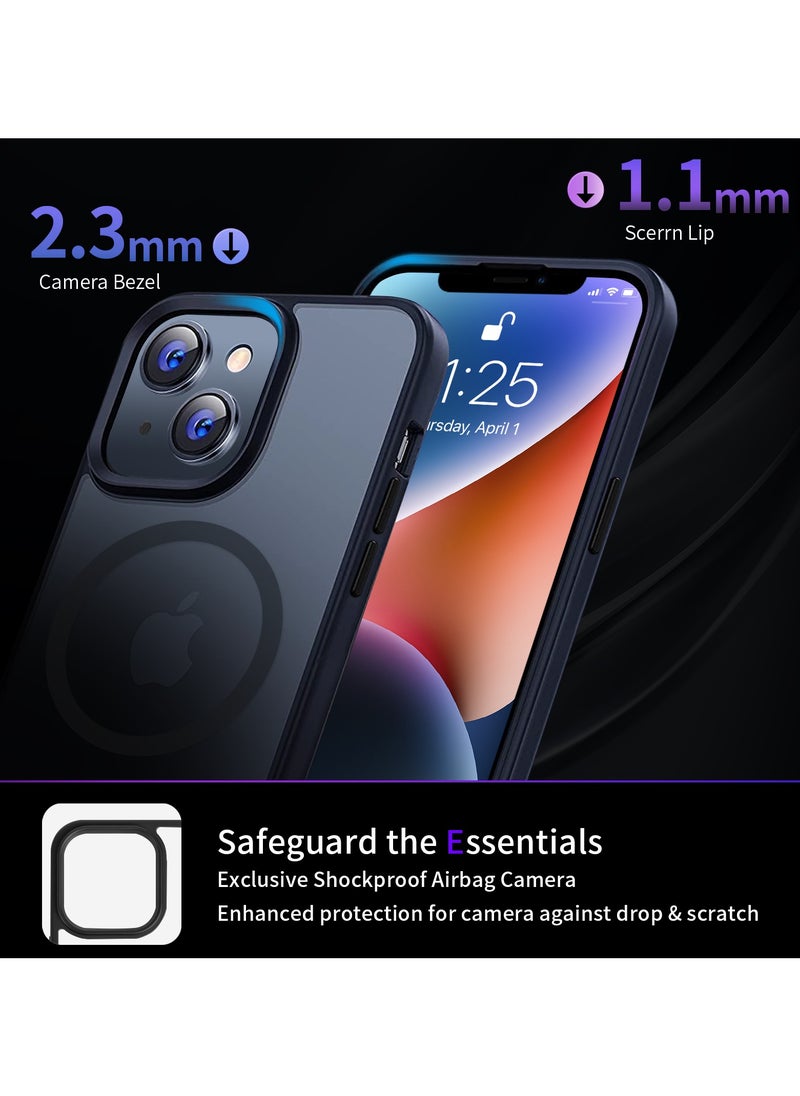 INFOSUN - iPhone 14 Case Cover Compatible with MagSafe Magnetic Designed Shockproof Case Translucent Matte Protective Cover Back Hard Cases with Magnet for iPhone 14 Case Black - Image 1