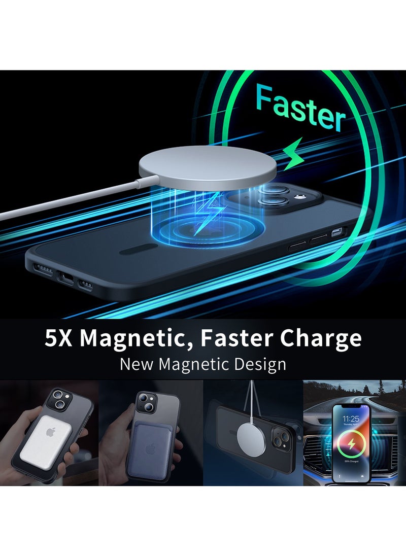INFOSUN - iPhone 14 Case Cover Compatible with MagSafe Magnetic Designed Shockproof Case Translucent Matte Protective Cover Back Hard Cases with Magnet for iPhone 14 Case Black - Image 1