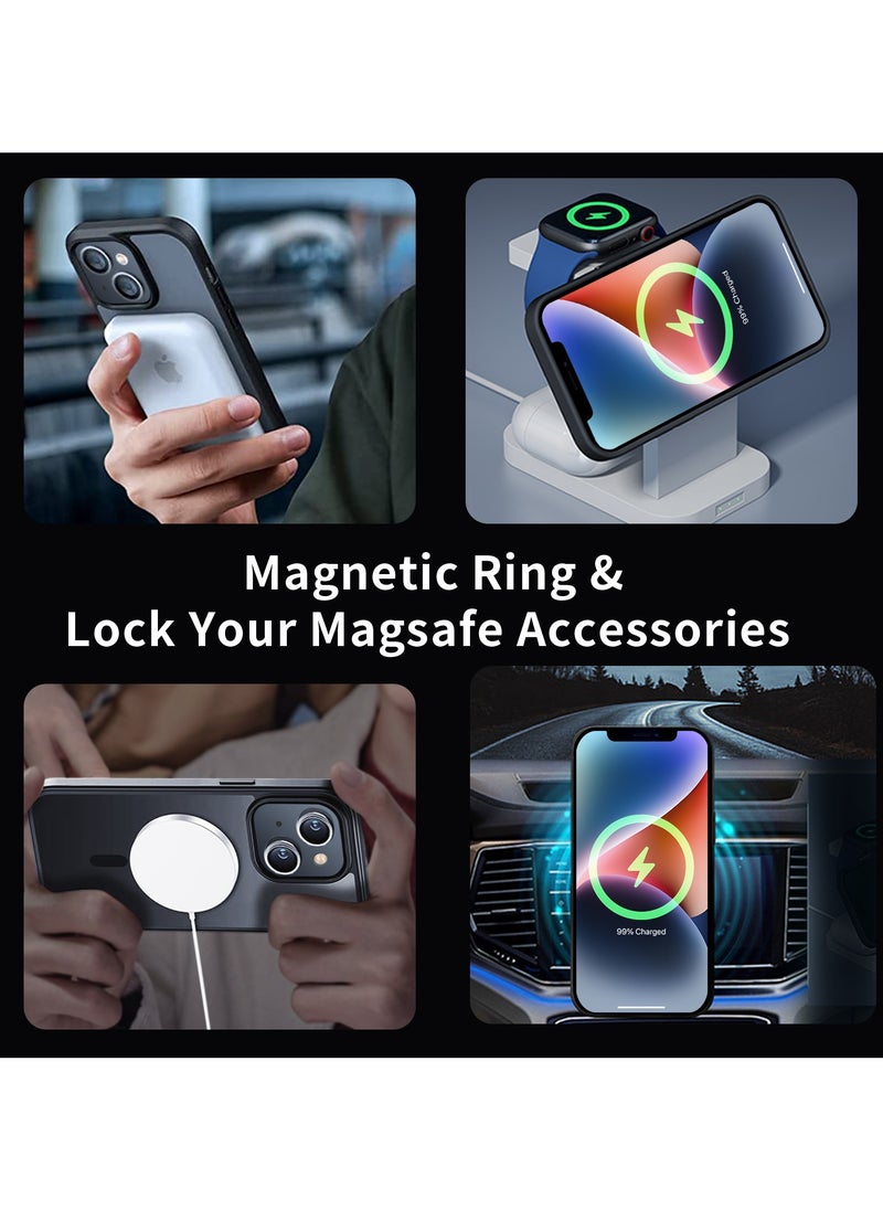 INFOSUN - iPhone 14 Case Cover Compatible with MagSafe Magnetic Designed Shockproof Case Translucent Matte Protective Cover Back Hard Cases with Magnet for iPhone 14 Case Black - Image 1