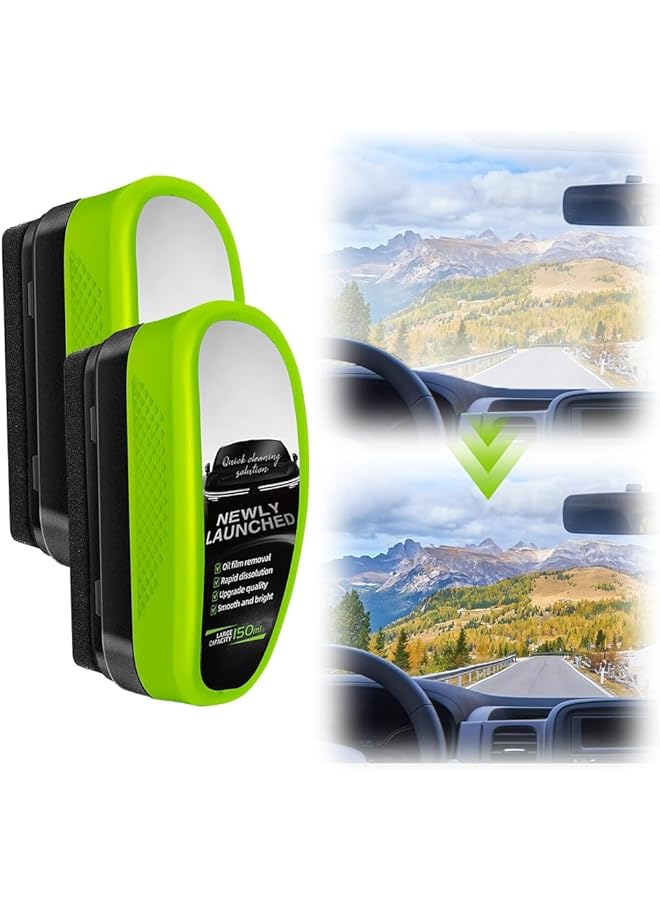 KASTWAVE 2 Pcs Automotive Oil Film Cleaning Brush, Glass Coating Cleaning Glass Brush With Remover, Multifunctional Cleaning Brush For Rearview Mirror, Windows - Image 1