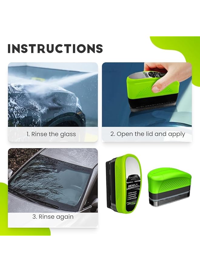 KASTWAVE 2 Pcs Automotive Oil Film Cleaning Brush, Glass Coating Cleaning Glass Brush With Remover, Multifunctional Cleaning Brush For Rearview Mirror, Windows - Image 2