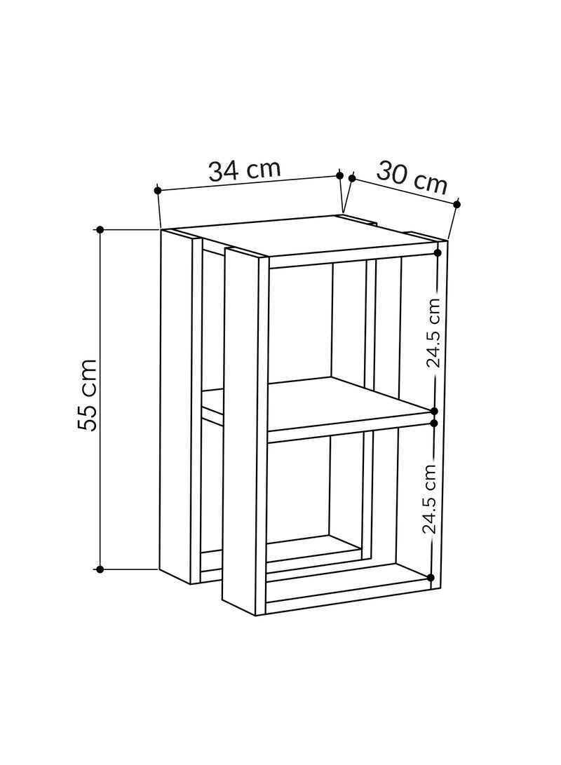 موراه طاولة جانبية عصرية من موراه هوم لوني | طاولة جانبية متعددة الاستخدامات لغرفة النوم والمعيشة | طاولة بطابقين | 30×34×55 سم، بني غامق - Image 3