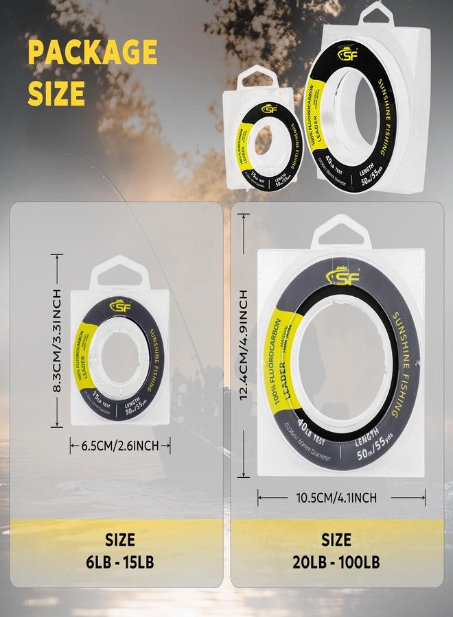 اس اف خيط صيد SF مصنوع من مادة فلوروكربون نقية 100%، غير مرئي تقريبًا، مقاوم للصدمات، حساسية عالية، يغوص بسرعة، شفاف، 55 ياردة، 8 رطل - Image 3