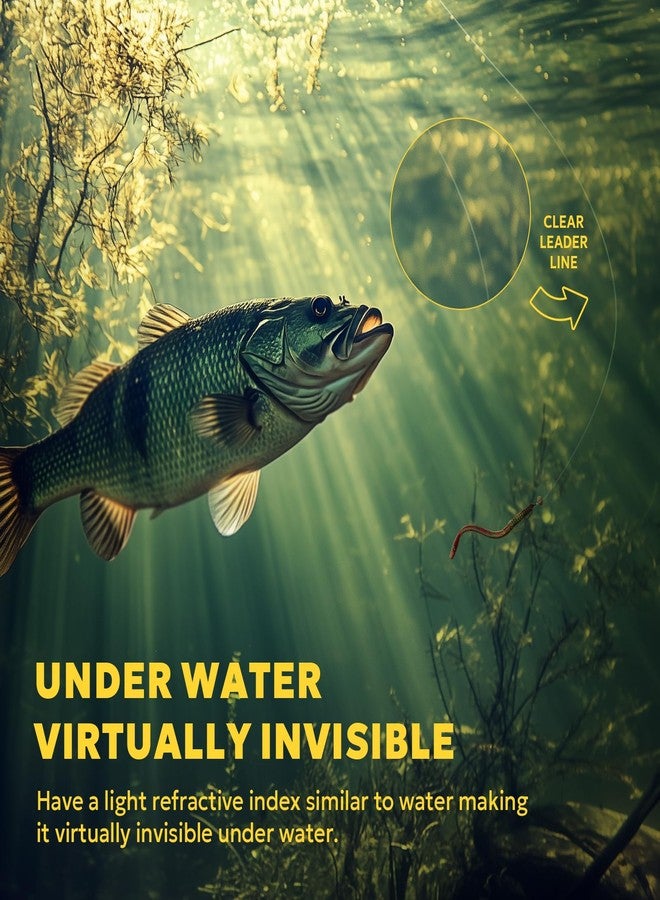 اس اف خيط صيد SF مصنوع من مادة فلوروكربون نقية 100%، غير مرئي تقريبًا، مقاوم للصدمات، حساسية عالية، يغوص بسرعة، شفاف، 55 ياردة، 8 رطل - Image 5