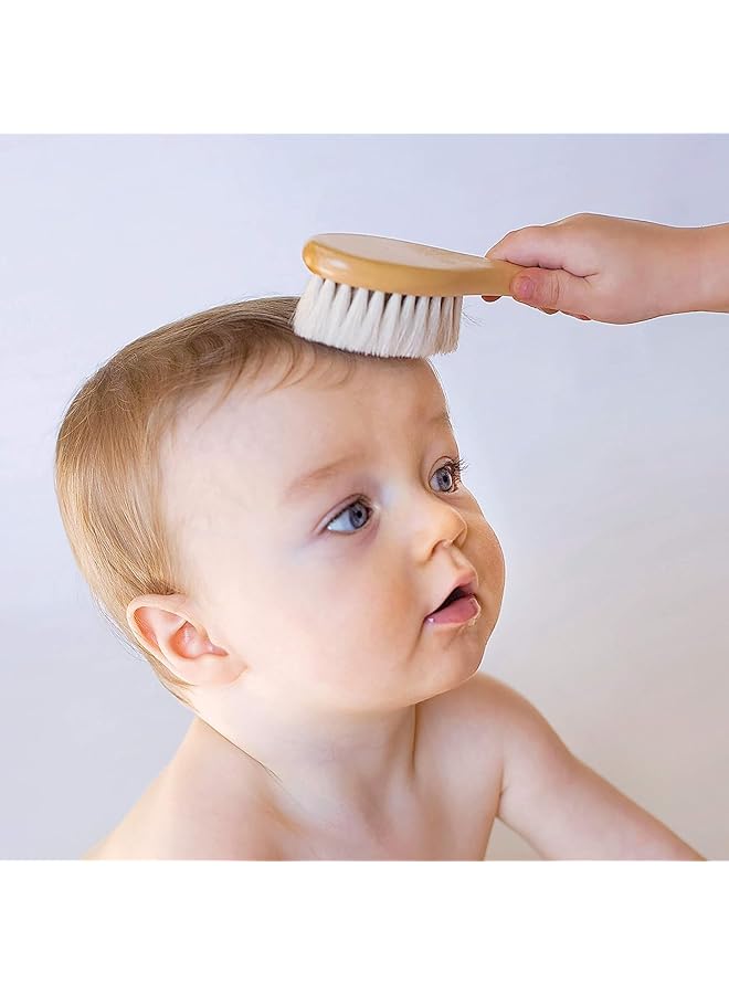 Baby Hair Brush And Comb Set Nature Lotus Wood With Soft Goat Bristle And Pear Wood Comb For Newborns & Toddlers Ideal For Cradle Cap  - Image 2