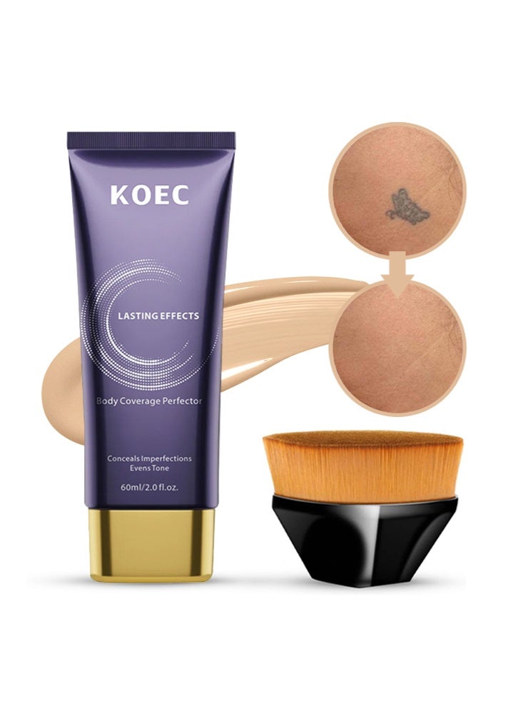 ك أو إي سي تأثيرات دائمة - تغطية الجسم المثالية ، مع فرش المكياج ، قوة إخفاء فائقة ، مكياج للجسم مقاوم للماء ، مكياج غطاء الوشم 60 مل - Image 1