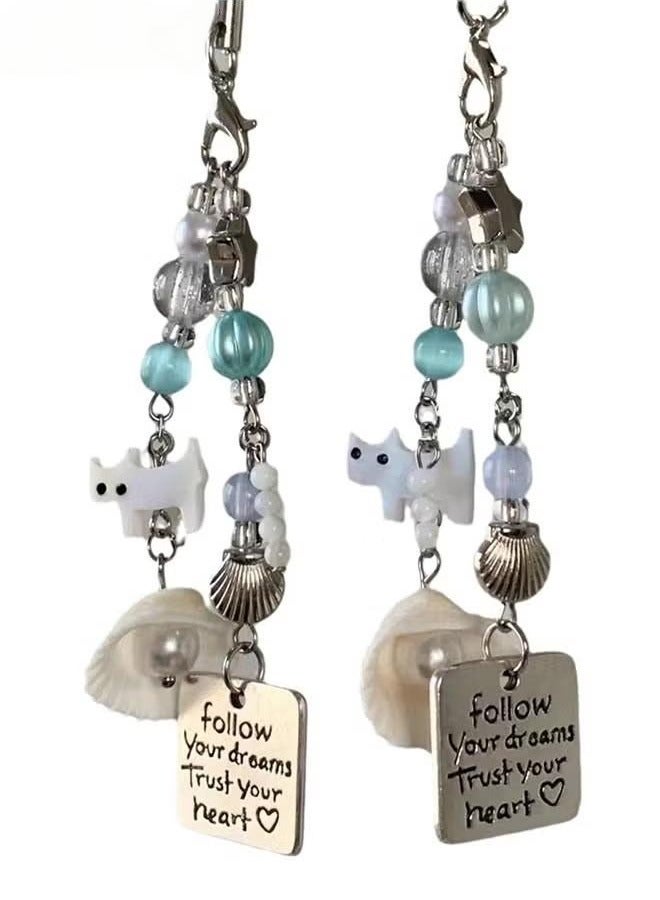 2 PCS Cute Phone Charms, Cell Phone Charms Strap, Cats and Shells Phone Charm Accessories for Phone Bag Keychain Airpods Camera Pendants Decor - Image 1