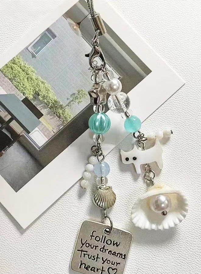 2 PCS Cute Phone Charms, Cell Phone Charms Strap, Cats and Shells Phone Charm Accessories for Phone Bag Keychain Airpods Camera Pendants Decor - Image 2