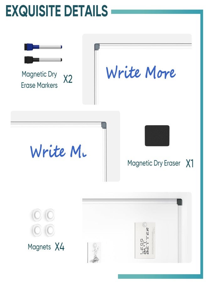 Paporia 24"x18" White Board, Dry Erase Board for Wall, Hanging Aluminum Magnetic Whiteboard, Magnetic Board with 1 Eraser & 2 Markers & 4 Magnets for College Dorm Room, School, Home, Office - Image 4