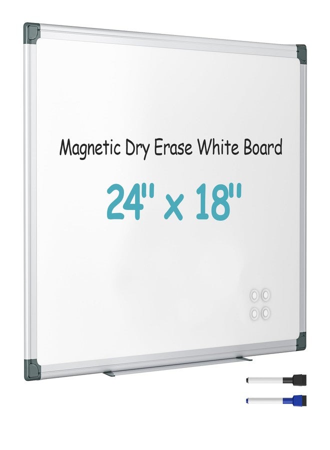 Paporia 24"x18" White Board, Dry Erase Board for Wall, Hanging Aluminum Magnetic Whiteboard, Magnetic Board with 1 Eraser & 2 Markers & 4 Magnets for College Dorm Room, School, Home, Office - Image 1