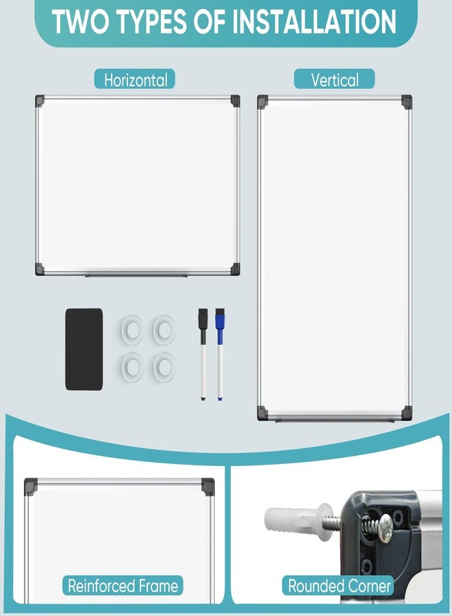 Paporia 24"x18" White Board, Dry Erase Board for Wall, Hanging Aluminum Magnetic Whiteboard, Magnetic Board with 1 Eraser & 2 Markers & 4 Magnets for College Dorm Room, School, Home, Office - Image 2