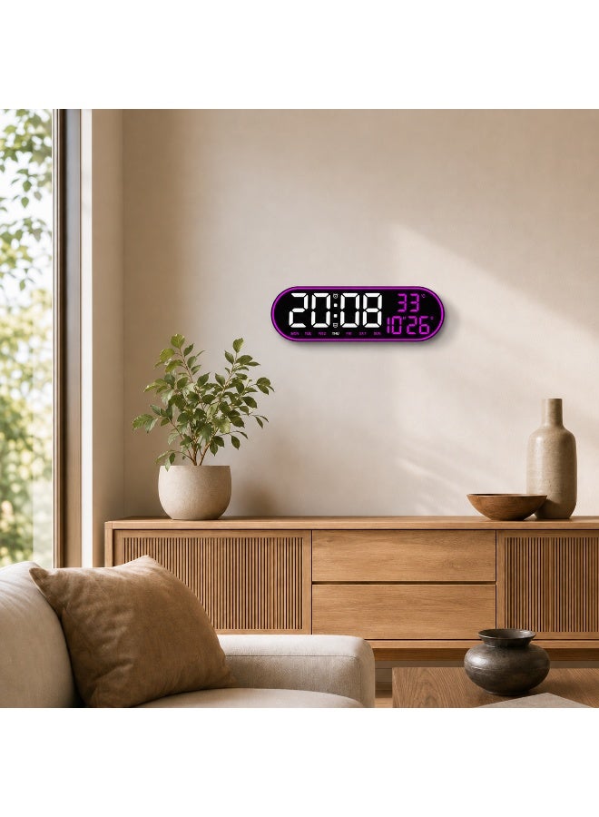 Large LED Digital Alarm Clock with Remote Control – Wall and Desk Clock Displaying Time, Date, Day, and Temperature – Features Dual Alarms, Auto-Brightness, Count-Up/Count-Down Timers, and an Illuminated Frame. - Image 5
