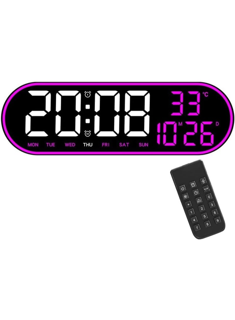Large LED Digital Alarm Clock with Remote Control – Wall and Desk Clock Displaying Time, Date, Day, and Temperature – Features Dual Alarms, Auto-Brightness, Count-Up/Count-Down Timers, and an Illuminated Frame. - Image 1