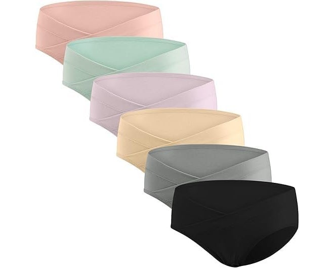 SHAPERX Maternity Underwear | Pregnancy Postpartum Panties | Under The Bump Bikinis Pack of 6 - Image 1