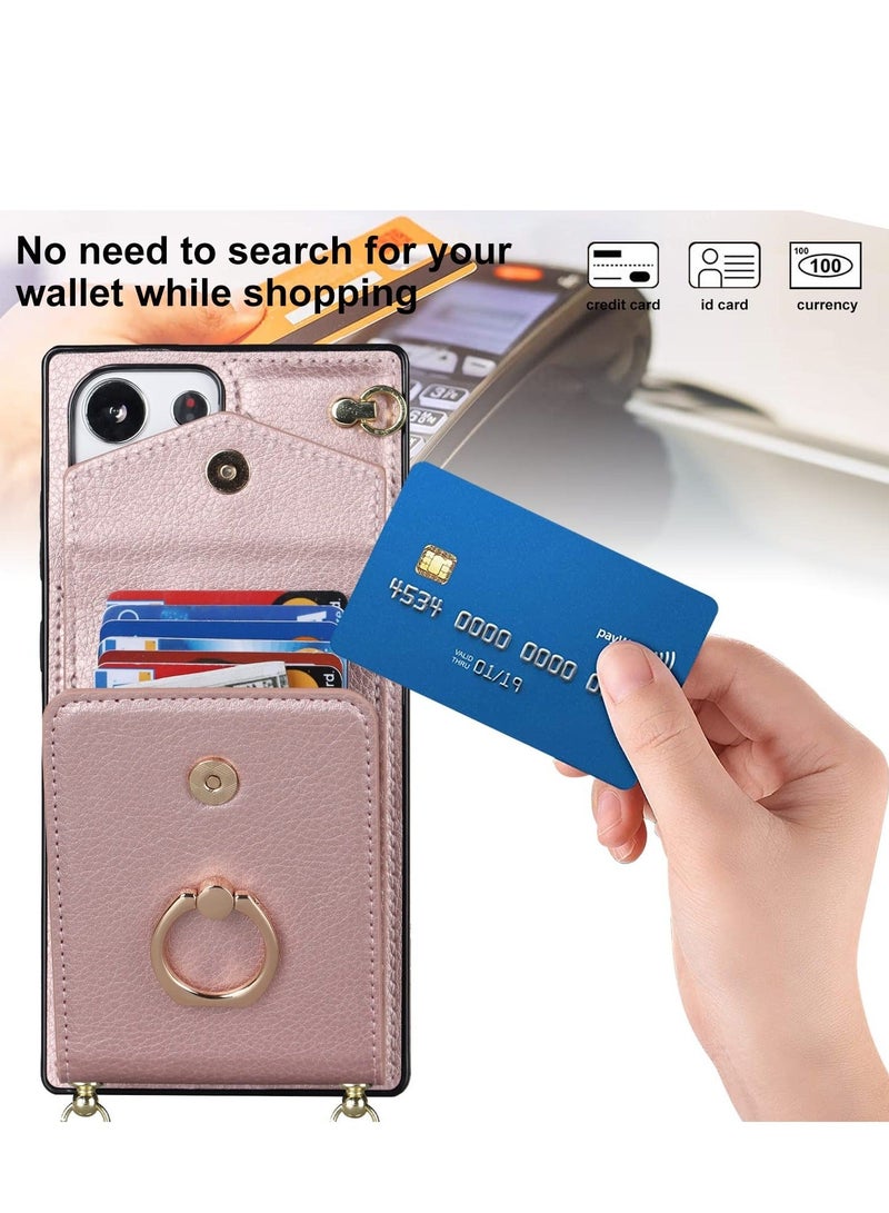 Captaintech Flip Leather Wallet Phone Cases Fit for Samsung Galaxy S23 Ultra, RFID-Blocking Wallet Case, with Credit Card Holder, Ring Strap, Crossbody Lanyard, 6.8'' Women RFID Blocking Protective Purse - Image 2