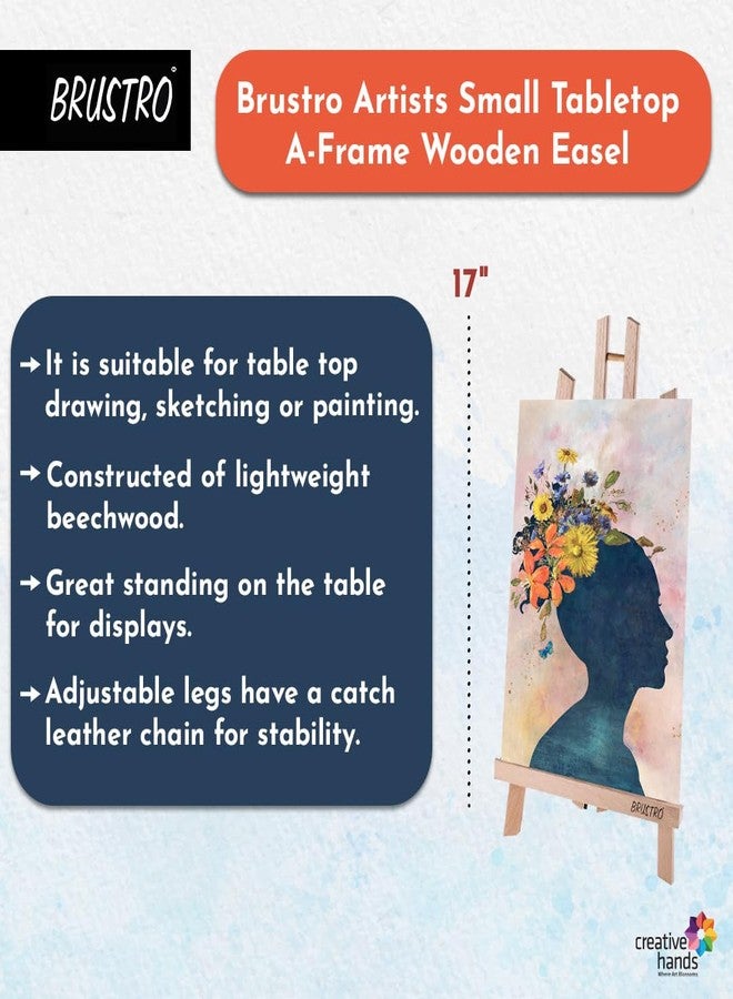 Brustro Artists Small Tabletop A-Frame Wooden Easel | Table Stand Size - 17 Inches, Canvas Holds Upto 11.8 Inches |Adjustable Legs,Suitable for Table Top Drawing,Sketching,Painting - Image 2