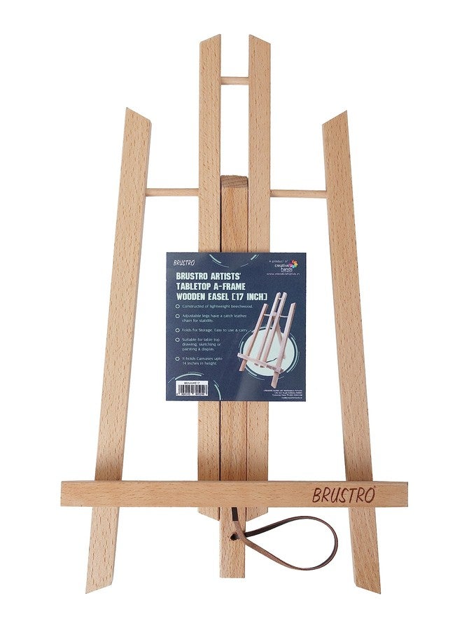 Brustro Artists Small Tabletop A-Frame Wooden Easel | Table Stand Size - 17 Inches, Canvas Holds Upto 11.8 Inches |Adjustable Legs,Suitable for Table Top Drawing,Sketching,Painting - Image 1