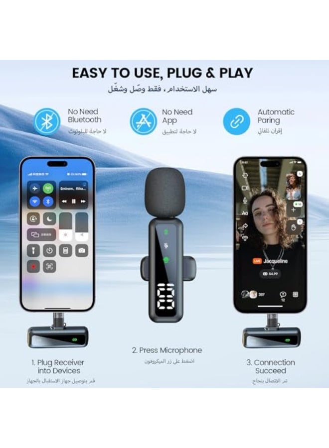 Wireless Lavalier Lapel Microphone for Android/iPhone/Laptop, Plug and Play, Noise Reduction, 2.4GHz Wireless Mic Ideal for Interview Podcast Vlog YouTube Live Streaming (2TX+1RX) - Image 4