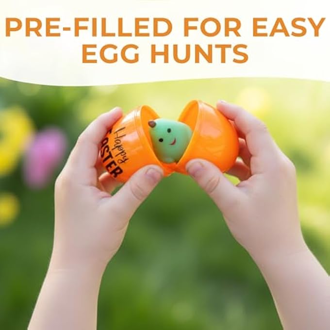 Fun Express Mochi Squishy-Filled Bright Plastic Easter Eggs, 3" Bulk 48 Pieces - Image 3