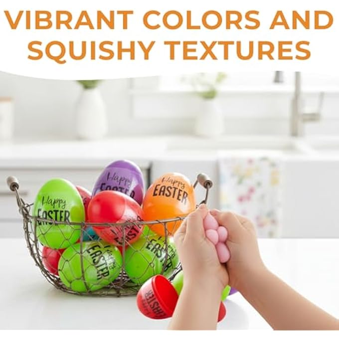 Fun Express Mochi Squishy-Filled Bright Plastic Easter Eggs, 3" Bulk 48 Pieces - Image 2