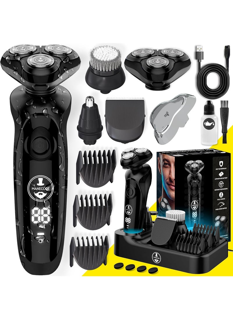 MANECODE 7in1 Electric Razor for Men with USB Charging Station  Shaver with Floating 8 Contouring Technology and IQ Cleaning Sensor 