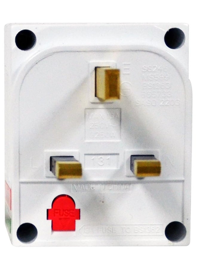 KADRIS - Kadris MU-1048 3 Way British Plug Multi Adapter with Individual Switches and Fused UK Plug Adaptor, White - Image 1