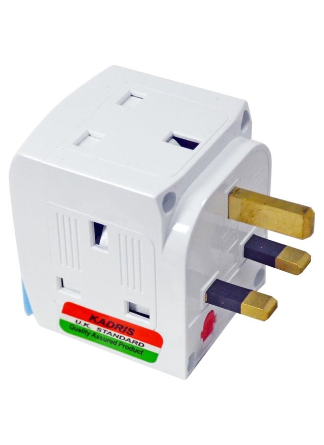 KADRIS - Kadris MU-1048 3 Way British Plug Multi Adapter with Individual Switches and Fused UK Plug Adaptor, White - Image 1