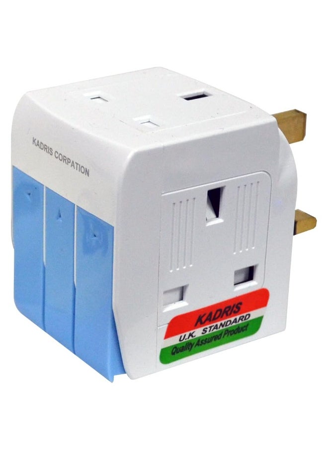 KADRIS - Kadris MU-1048 3 Way British Plug Multi Adapter with Individual Switches and Fused UK Plug Adaptor, White - Image 1