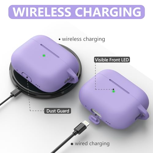 Ljusmicker for AirPods Pro Case Cover with Cleaner Kit,Silicone Protective Cover for Apple AirPod Pro 2nd/1st Generation Cases for Women Men,AirPods Pro 2/Pro Case Accessories with Keychain-Purple - Image 5