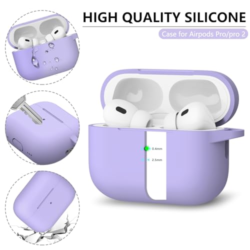 Ljusmicker for AirPods Pro Case Cover with Cleaner Kit,Silicone Protective Cover for Apple AirPod Pro 2nd/1st Generation Cases for Women Men,AirPods Pro 2/Pro Case Accessories with Keychain-Purple - Image 4