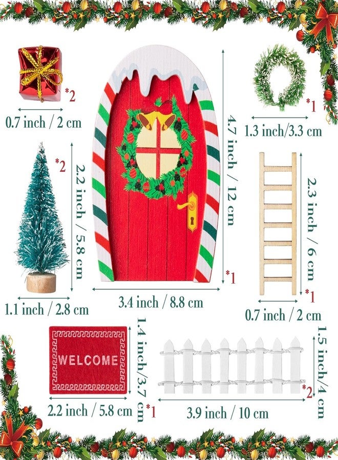 Haooryx 10Pcs Christmas Magic Miniature Tiny Fairy Wooden Doors Decorative Accessories, Welcome to Dollhouse Mini Entry for Fairies Magical Door Christmas Decorations Xmas Decor - Image 2