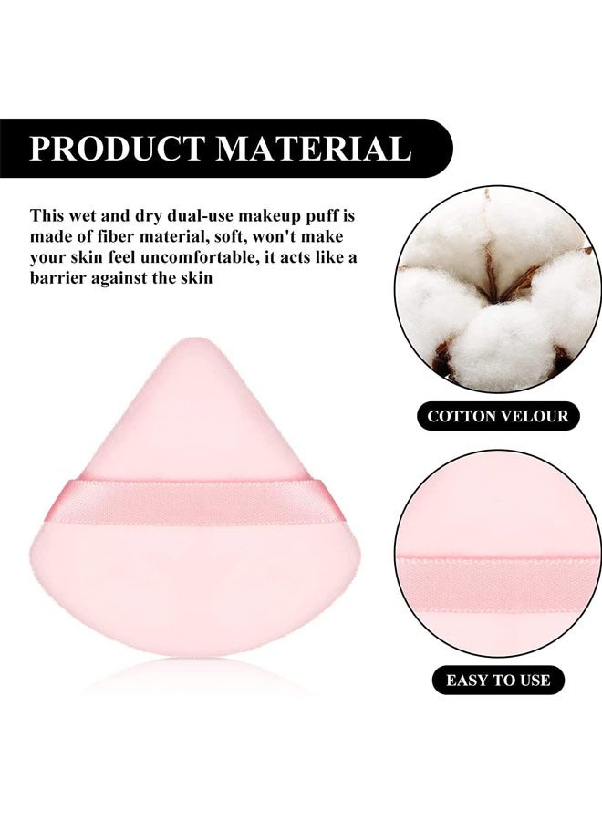 KASTWAVE Pure Powder Puff Face Triangle Soft Makeup Powder Puff for Loose Powder Mineral Powder Body Powder Makeup Tool with Strap(Black and Pink - 10 Pcs) - Image 3